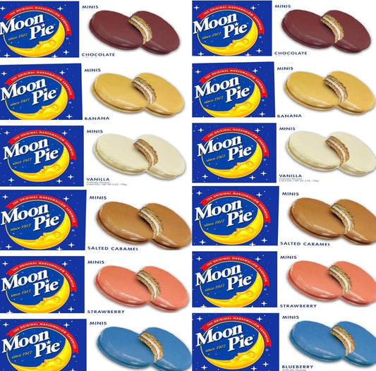 Mini Moon Pies – 72 Count (12 Boxes, 6 Each) – All 6 Flavors – Individually Wrapped – Bulk Snacks for Office, Staff, Clients, Meetings, Training, Events – Wholesale Snack Pie's